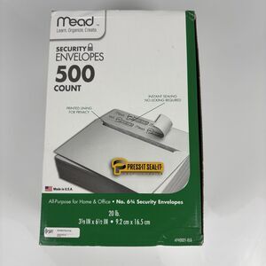 Mead #6-3/4 Security Envelopes 3-5/8" x 6-1/2" Press-It Seal-It White 306 Count